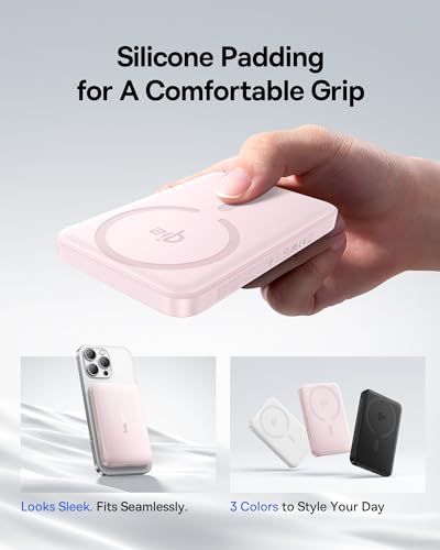 Baseus for MagSafe Portable Charger, Qi2 Certified 15W Wireless Magnetic Power Bank 10000mAh with USB-C Cable 22.5W PD Charging, Battery Pack Compatible with iPhone 17/16/15/14/13 Pro/Pro Max Series - color: Pink