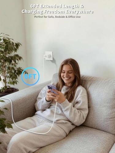 iPhone 14 13 Pro Max Charger Fast Charging,Apple Mfi Certified Fast Charger - color: White 6foot