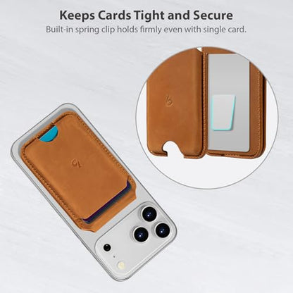 Belemay Crazy Horse Leather Magnetic Wallet for MagSafe Adjustable Stand - color: Sunset Tan
