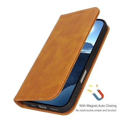 Wallet Case for iPhone 16 Plus,Premium PU Leather Flip Folio Case with Card Slot,Stand Holder and Magnetic Closure TPU Shockproof Interior Protective Case,6.7 Inch,Khaki | Premium PU Leather, Flip Folio Purse Case, with Card Slot, Stand Holder,Magnetic Cl
