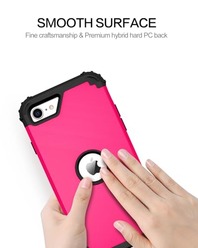 BENTOBEN for iPhone SE 2022 Case and iPhone SE 2020 Case, Heavy Duty 3 in 1 Full Body Rugged Shockproof Hybrid Hard PC Soft Rubber Case for iPhone SE 3rd/2nd Gen, Hot Pink/Black Design - color: Black/Hot Pink