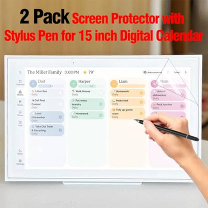 Screen Protector & Stylus Pen Compatible With 15 inch Digital Calendar