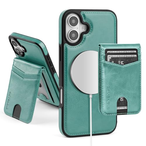SkyEagle Compatible with MagSafe iPhone 16 Wallet Case,Blue Green - color: Blue Green, size: iPhone 16 - 6.1"