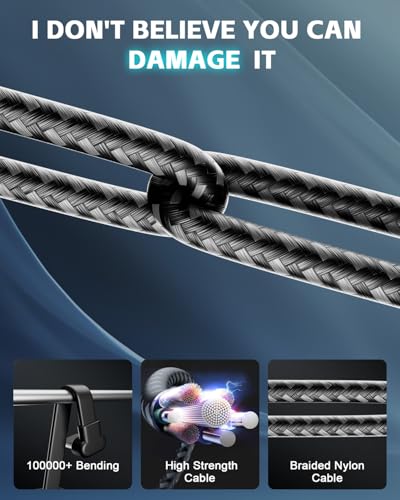 USB C Cable 6ft, Right Angle USB-C Cable, 60W Fast Charging, Nylon Braided - size: 6ft
