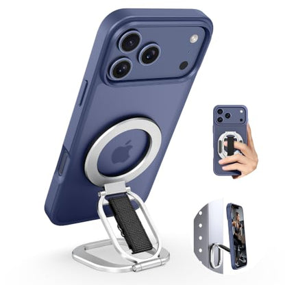 Foldable Double Sided Magnetic Phone Grip Kickstand for Magsafe - color: Silver