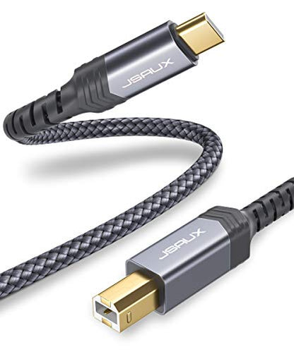 JSAUX USB B to USB C Cable 10ft, Printer Cable USB C for MIDI Keyboard - color: Grey, size: 10 ft