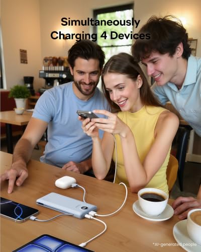 VEGER Portable Charger, 10000mAh Power Bank Built in Wall Plug and Cables - color: Blue
