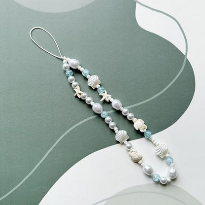 Cute Beaded Camera Wrist Strap for Phone, Digital Camera Charm Lanyard, Pearl Beaded Chain for Bag Keychain Gift - color: Turtle