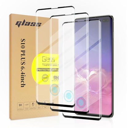 3 Pack Curved Tempered Glass Screen Protector Applicable for Samsung Galaxy S10plus 6.4-Inch, Support Fingerprint ID Friendly Tempered Glass Screen Protective, HD Clear Scratch Resistant Suitable - color: S10PLUS