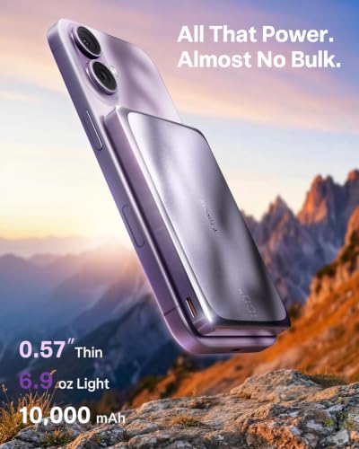 TORRAS MiniMag Pro iPhone 18 Pro Max Portable Charger Power Bank, 10000mAh - color: Purple