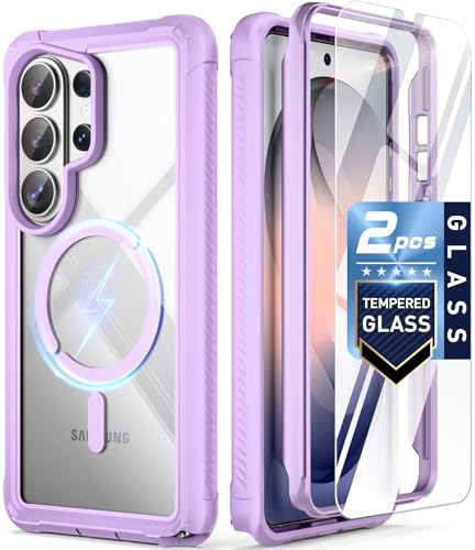 Poetic Guardian MagPro Case for Galaxy S26 Ultra 6.9", MagSafe Compatible | 20FT Mil-Grade Drop Tested | 2 Tempered Glass Screen Protector, Full Body Shockproof Phone Case for S26 Ultra, Purple/Clear - color: Purple, size: Samsung Galaxy S26 Ultra