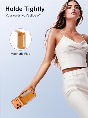 for MagSafe Wallet Works with Apple Find My, Strongest Magnetic Wallet - color: Orange