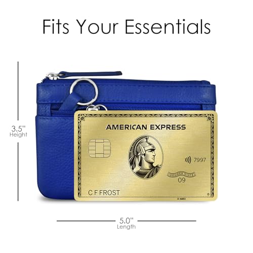 ili New York Leather Mini Compact Coin Purse - Cobalt - color: Cobalt