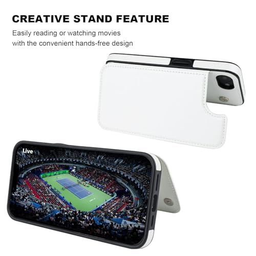 ONETOP for iPhone 17e/16e Wallet Case with Credit Card Holder,White | Kickstand,ID/Cash Holder,Case Wallet with Card Slots,Double Magnetic Clasp,Durable PU Leather Shockproof Cover for Women Men - color: White