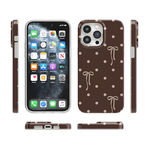Casely iPhone 14 Pro Case | Teddy Bows | Brown Polka Dot | Compatible with MagSafe | Classic Ultra Slim Design - color: Teddy Bows | Brown Polka Dot, size: iPhone 14 Pro