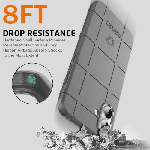Rugged Shield 8ft Drop Proof TPU Thick Armor Tactical Protective Case Compatible with iPhone 16 Plus (6.7 inches) - City Grey - color: City Grey, size: iPhone 16 Plus