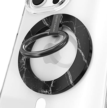 VELVET CAVIAR Compatible with MagSafe Phone Grip - Magnetic Ring Holder with Adjustable Stand - Removable MagSafe Accessories for iPhone 16, 15, 14, 13, 12 (Black Marble) - color: Black Marble