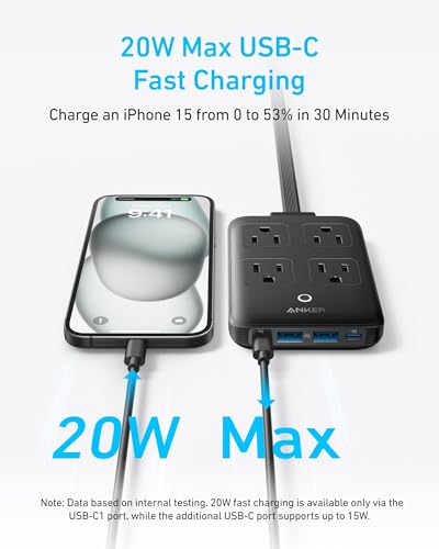 Anker Charging Station, 20W Max 8-in-1 USB-C Power Strip
