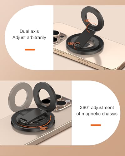 AILKIN Double Magnetic Phone Holder Grip, Universal MagSafe Kickstand Stand - color: Black