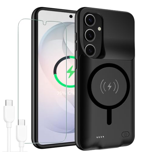 Battery Case for Galaxy S26 Plus,Upgraded 12000mAh High Capacity Rechargeable Portable Protective Extended Charger Case Wireless Charging Compatible with s26 plus (6.7 inch) Charging Case & Carplay - size: Galaxy S26 Plus