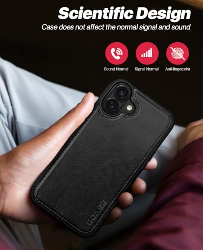 OCASE for iPhone 16 Plus Case Detachable Wallet Case with Card Holder, 2 in 1 Pu Leather Flip Folio with RFID Blocking Stand Wrist Strap Shockproof Phone Cover 6.7 Inch 2024, Black | Removable magnetic case, with hand strap, wireless charging, card slot,