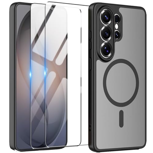 Magnetic for Samsung Galaxy S26 Ultra Case with Screen Protector 2X,Compatible with MagSafe,Phone Case Slim Hard PC Silicone Bumper Shockproof Protective Cover for Samsung S 26 Ultra 5G,Black - color: Black, size: Samsung Galaxy S26 Ultra