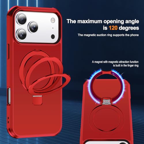 SKYLMW Compatible with iPhone 17 Pro Case with Stand,Red | iPhone 17 Pro Phone Case 6.3",Magnetic Ring Stand,Compatible with MagSafe,Military-Grade Protection,Great Grip Feeling - color: Red, size: Iphone 17 Pro