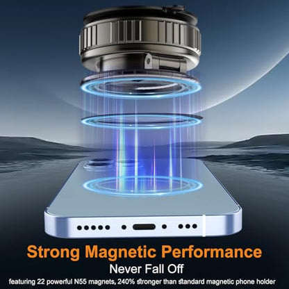 Phone Holders for Your Car, Ultra Vacuum Suction Cup Magnetic Car Phone Holder Mount 360° Adjustable Foldable Cars Phone Stand Compatible with MagSafe iPhone All Smartphones