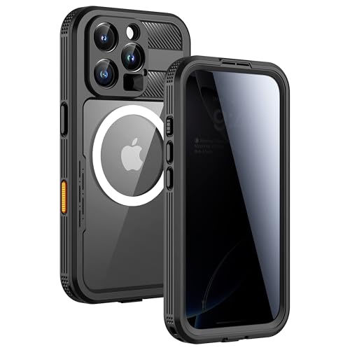 Lanhiem Magnetic for iPhone 16 Pro Case, Built-in Privacy Screen Protector, IP68 Waterproof Dustproof Case, Compatible with MagSafe, Anti-Spy Full Body Phone Case for iPhone 16 Pro 6.3", Black - color: Anti-Spy Black, size: for iPhone 16 Pro