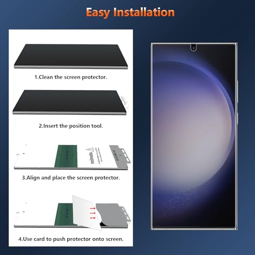 [2 Pack] 4 Way 360 ° Matte TPU Privacy Screen Protector for Samsung Galaxy S23 Ultra (Not Glass), Fingerprint Sensor Compatible, Anti-Glare Full Adhesive Flexible Film