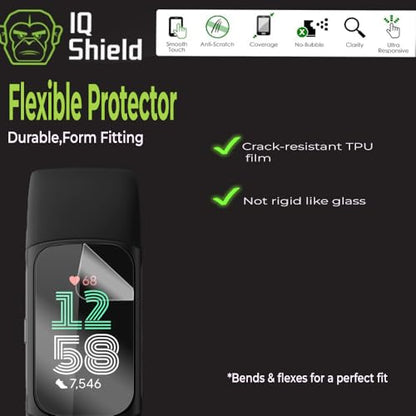 IQShield 6 Pack Screen Protector for Fitbit Charge 6 / Charge 5, Easy Install Anti-Scratch Anti-Bubble Clear TPU Film - size: 1.04 INCH
