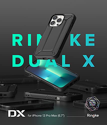 Ringke DX Compatible with iPhone 13 Pro Max, Tough Dual-Layered Military Grade Drop Protection Heavy Duty Frame Bumper Back Cover for 6.7-Inch (2021) - Black
