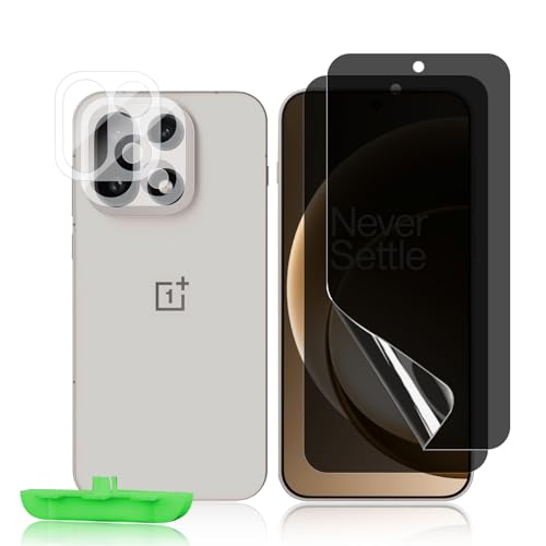 Privacy Screen Protector for One Plus 15, Flexible TPU Protective Film [2+2 Pack] Camera Lens Protector [3D Full Coverage] [Anti-Spy] [Scratch-Resistant] for Oneplus 15 - size: OnePlus 15