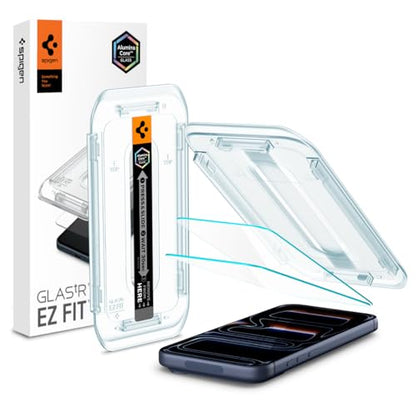 Spigen GlasTR EZ FIT Screen Protector for iPhone 17 Pro, 17, 16 Pro | AluminaCore Aluminum-enhanced 10H+ tempered glass, Auto-align tray, 100% clarity, Original touch, Case-friendly, 2Pack - size: iPhone 17 Pro / iPhone 17 / iPhone 16 Pro
