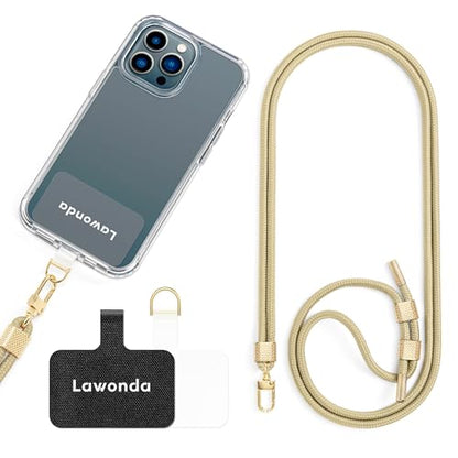 Phone Lanyard Universal Crossbody Cell Phone Strap Anti-Theft Adjustable Neck Lanyard for iPhone 17 Pro Max 2pcs Phone Patchs Tether Pads Apricot Tint - color: Apricot Tint