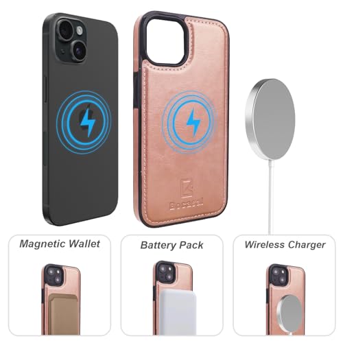 Bocasal for MagSafe Wallet Case Card Holder for iPhone 14, Rose Gold - color: Rose Gold for MagSafe