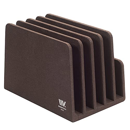 MobileVision Multi Device Stand & Organizer for Smartphones, Tablets and Laptops, Executive Dark Brown, 5 Slots - color: Dark Brown, 5 - Slot