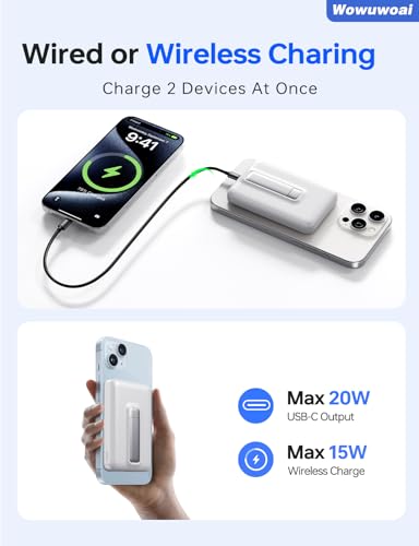 for Magsafe Portable Charger, 10000mAh Wireless Power Bank, White - color: White