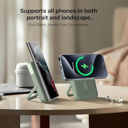 JUOVI for Magsafe Power Bank 10000mAh Portable Charger with Stand - color: Green