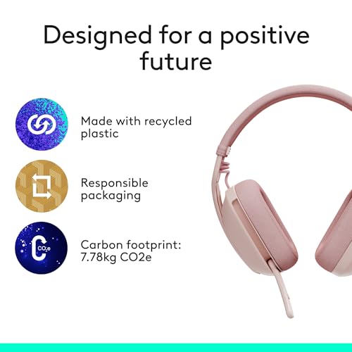Logitech Zone Vibe 100 Lightweight Wireless Over Ear Headphones - Rose - color: Rose