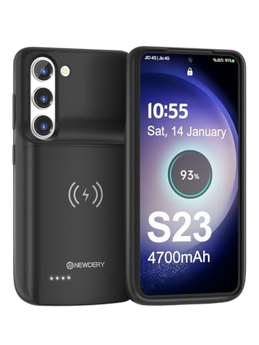 NEWDERY Battery Case for Samsung Galaxy S23 6.1",Slim Charger Case | Qi Wireless Charging, Sync Data Supported, 4700mAh Portable Rechargeble Extended Battery Pack