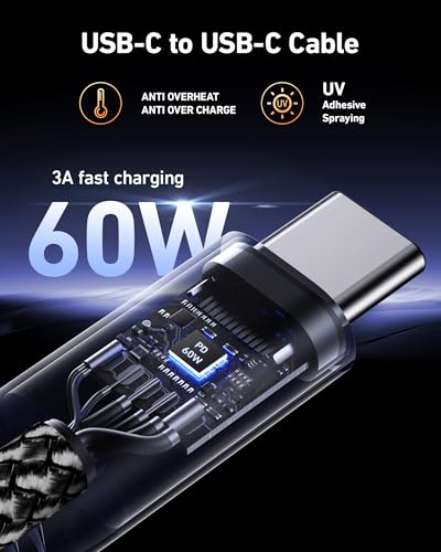 USB C to C Cable 60W [2Pack 3FT], USBC to USBC Fast Charging Cable for - color: Black, size: 3FT, style: USB C to USB C