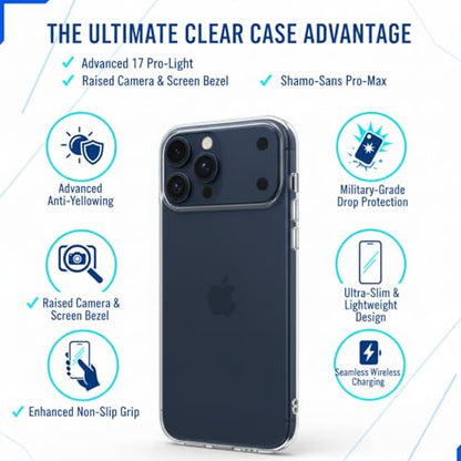 Transparent TPU Phone Case Compatible for iPhone 17 / iPhone 17 Pro, Slim Clear Cover with Anti-Yellowing Material and Raised Camera Bezel (iPhone 17)