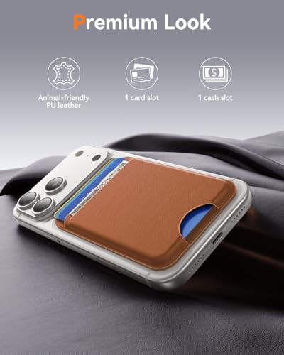 for MagSafe Wallet, 5 Card Holder, Slim Leather Magnetic Wallet for iPhone 17/16/15/14/13/12 Pro Max Plus Air Series, 1 Card Slots & 1 Cash Slot,Brown - color: Brown