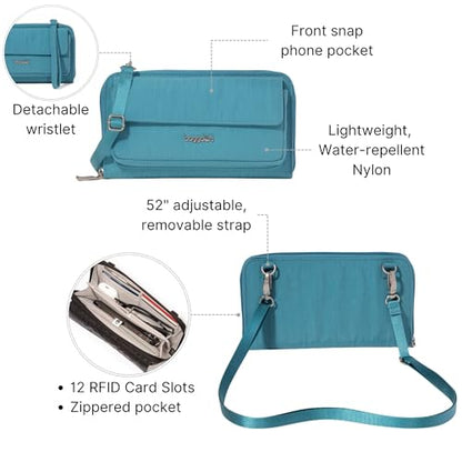 Baggallini Rfid Phone Wallet Crossbody - color: Seaside Blue