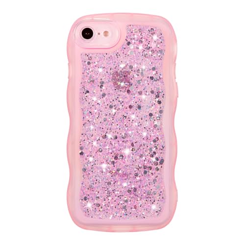 ZTOFERA for iPhone 7/8/SE Case 4.7", Cute Curly Wavy Design with Glitter Sequins,Luxury Aesthetic Bling Sparkly Shockproof Protective Phone Case for iPhone 7/8/SE-Glitter Pink - color: Glitter Pink, size: for iPhone 7/8/SE 4.7"