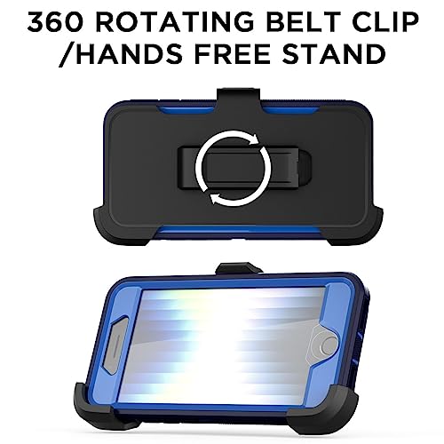 AICase for iPhone SE Case 3rd & 2nd Generation with Belt-Clip Holster, for iPhone SE 2022/2020 Case Built-in Screen Protector Heavy Duty Protective Full Body Rugged Phone Cover, Admiral Blue - color: Admiral Blue/Royal Blue+ Clip