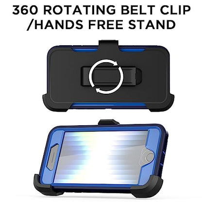 AICase for iPhone SE Case 3rd & 2nd Generation with Belt-Clip Holster, for iPhone SE 2022/2020 Case Built-in Screen Protector Heavy Duty Protective Full Body Rugged Phone Cover, Admiral Blue - color: Admiral Blue/Royal Blue+ Clip