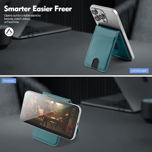 Shieldtop Compatible with MagSafe iPhone 16 Pro Wallet Case,Blue Green | 2 in 1 Detachable Magnetic,Credit Card Holder Slots,RFID Blocking,PU Leather,Kickstand,Flip Folio Phone Cover for Men & Women - color: Blue Green, size: iPhone 16 Pro 6.3"