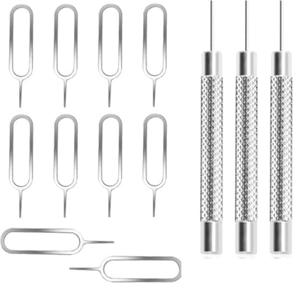 SIM Card Removal Tool Set, Stainless Steel Ejector Pin Kit, 13 Piece, Compatible with iPhone, Samsung, iPad and More